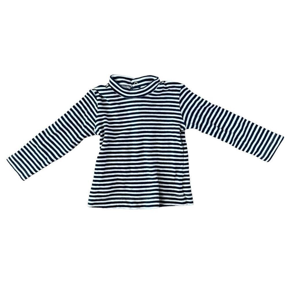 Mayoral Baby Striped Knit Mock Neck Long Sleeve Top Size 12 Months Blue White